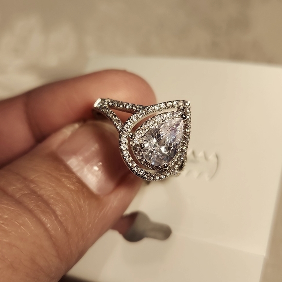 Savvy Cie Jewels Rhodium-Plated Teardrop Ring, Size 7 - Picture 7 of 14